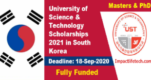300 UST Scholarships in South Korea 2021