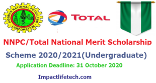 NNPC/Total National Merit Scholarship Scheme 2020/2021