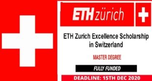 ETH Zurich Excellence Scholarship in Switzerland 2021