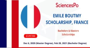 Fully Funded Emile Boutmy Scholarships in France 2021