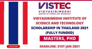 VISTEC Scholarship in Thailand 2021