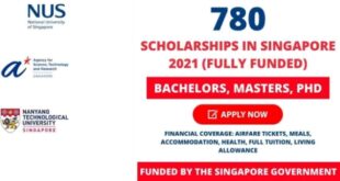 Fully Funded 780 Scholarships in Singapore 2021