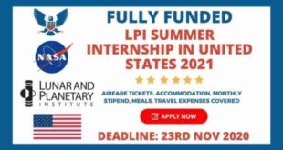 Fully Funded LPI Summer Internship in United States 2021