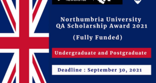 Northumbria University of Newcastle scholarship in UK