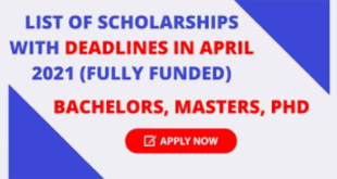 Scholarships with Deadlines in April 2021