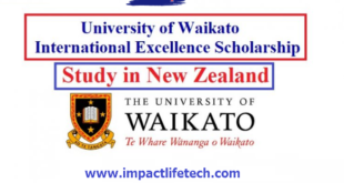 International Excellence Scholarship at University of Waikato New Zealand
