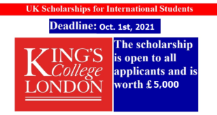 Funded Kings College London Scholarship 2021/2022