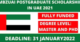 Fully Funded MBZUAI Scholarship in UAE 2022