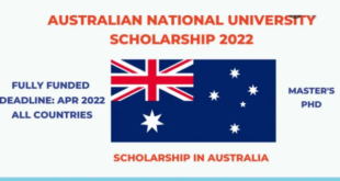 Funded Australia National University Scholarship 2022