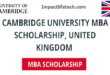 University of Cambridge MBA Scholarship in UK 2022 
